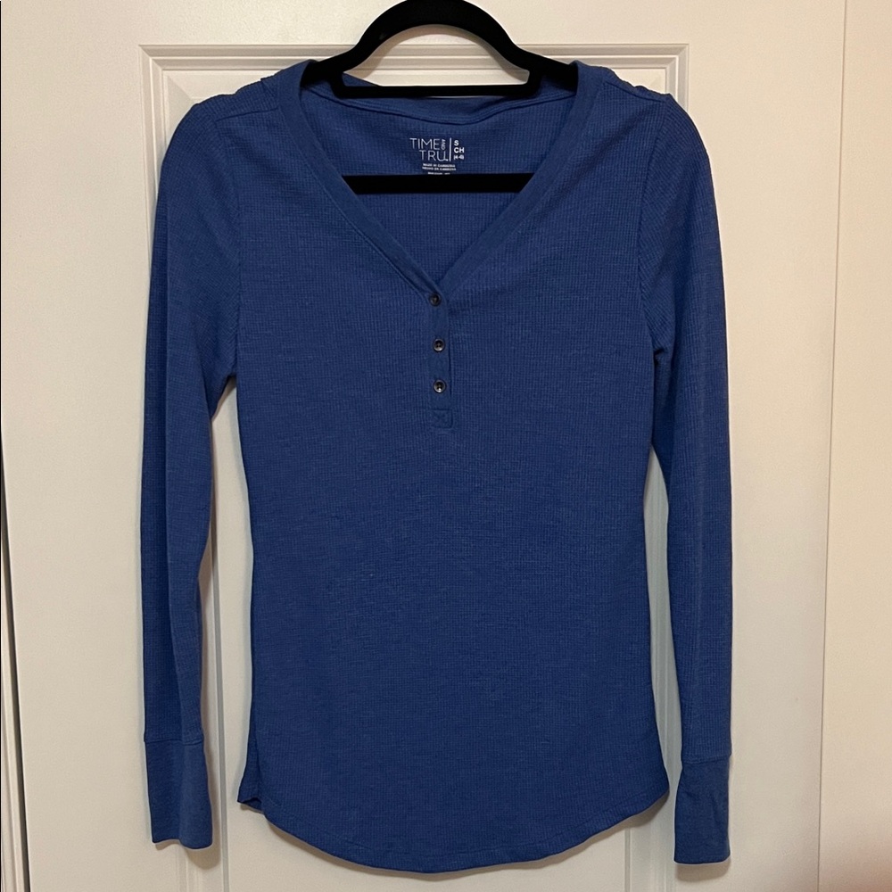 Time and Tru Women's Blue Hoodie Sweatshirt